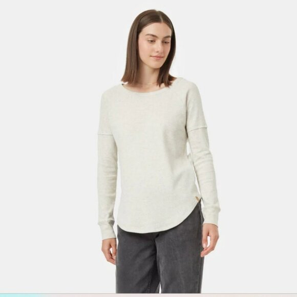 Tentree TreeWaffle Crew Longsleeve White Heather M - Picture 10 of 12